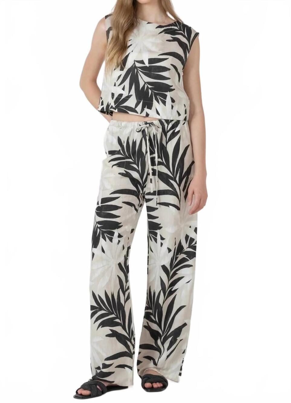 NEW DEX abstract leaf set in tan and black